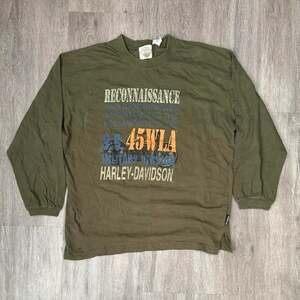 Harley-Davidson Reconnaissance 45WLA Military Long Sleeve Shirt, Olive Green, Si
